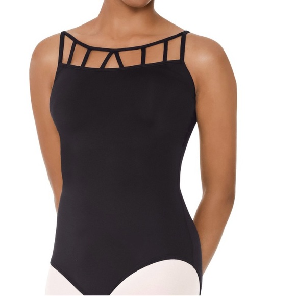 Women’s Medium Black Eurotard Lattice Front Leotard Excellent Condition - Picture 1 of 6